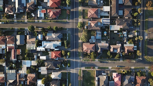 Neighborhood drone shot