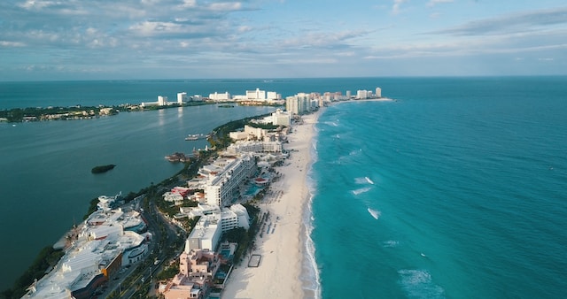 Cancun sky view of city and beach 