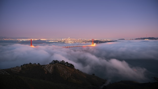 Photo by Zetong Li View of the city with fog coming in