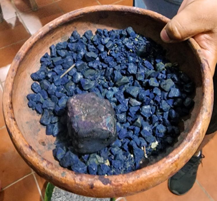 A bowl of indigo ready to be a part of the dying process