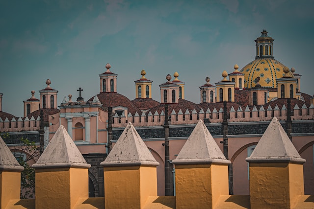 View of convent rooftop in San Pedro Cholula